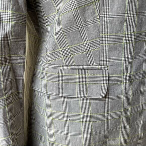 EUC TALBOTS Beige and Green Checked Pattern Cotton/Linen Blazer. Size 8 - Picture 7 of 14